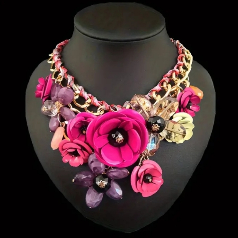 Floral Statement Bib Necklace